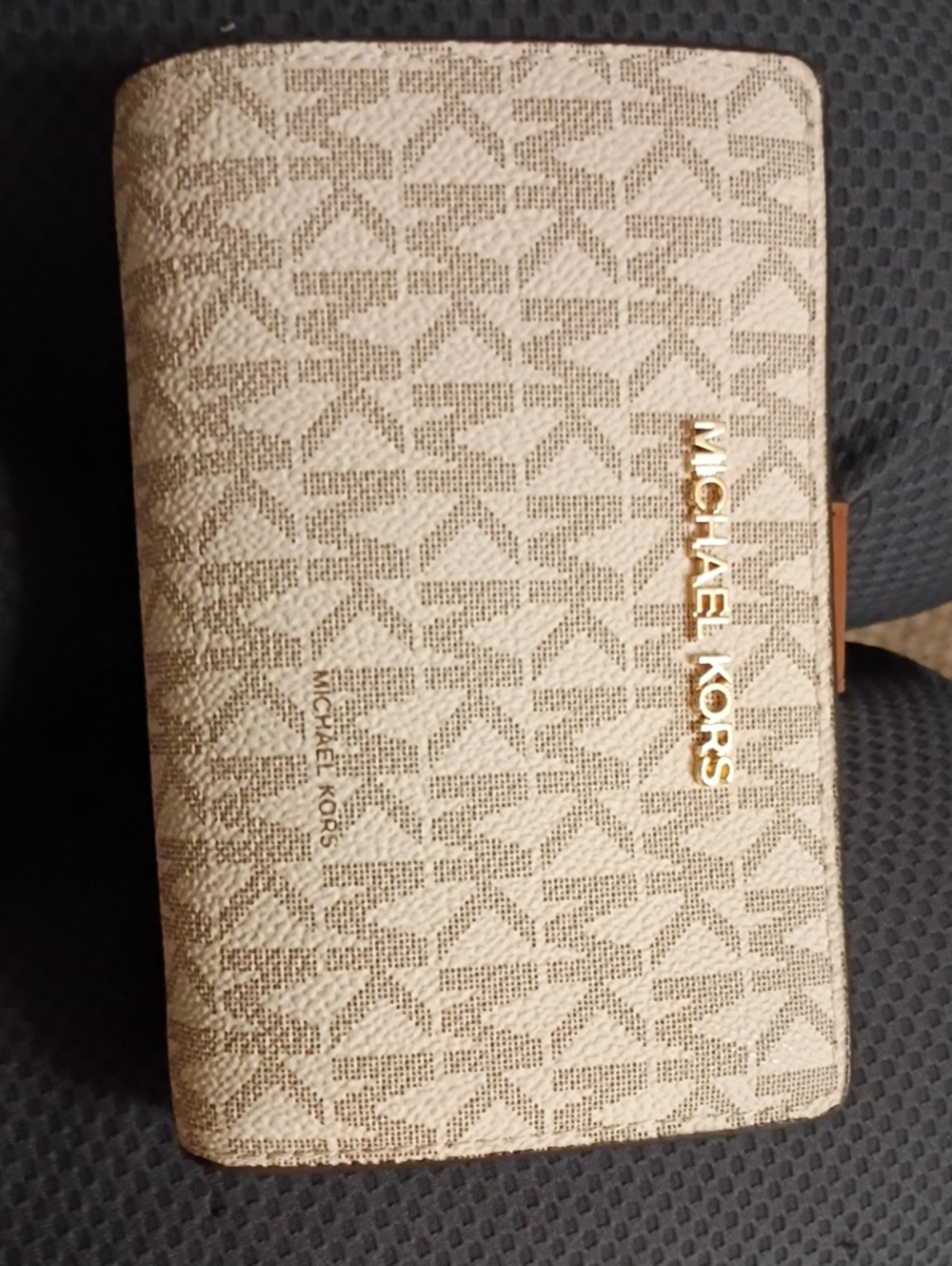 Michael Kors Tan Leather Zip Wallet with Gold Hardware
